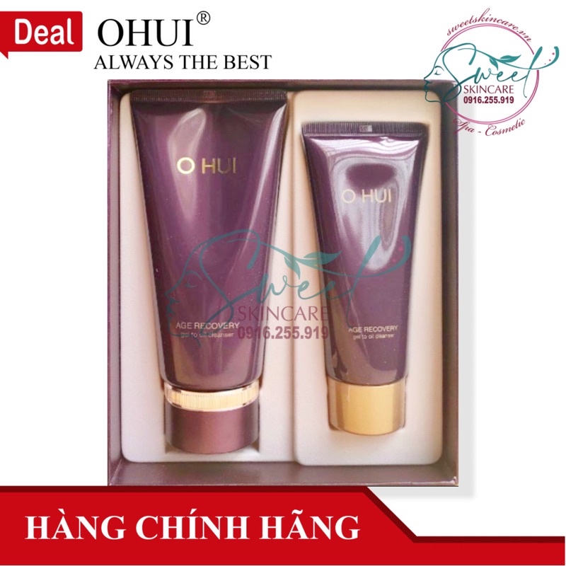 Set sữa rửa mặt tẩy trang ohui baby collagen age recovery chống lão hóa mới giảm nếp nhăn o hui tím