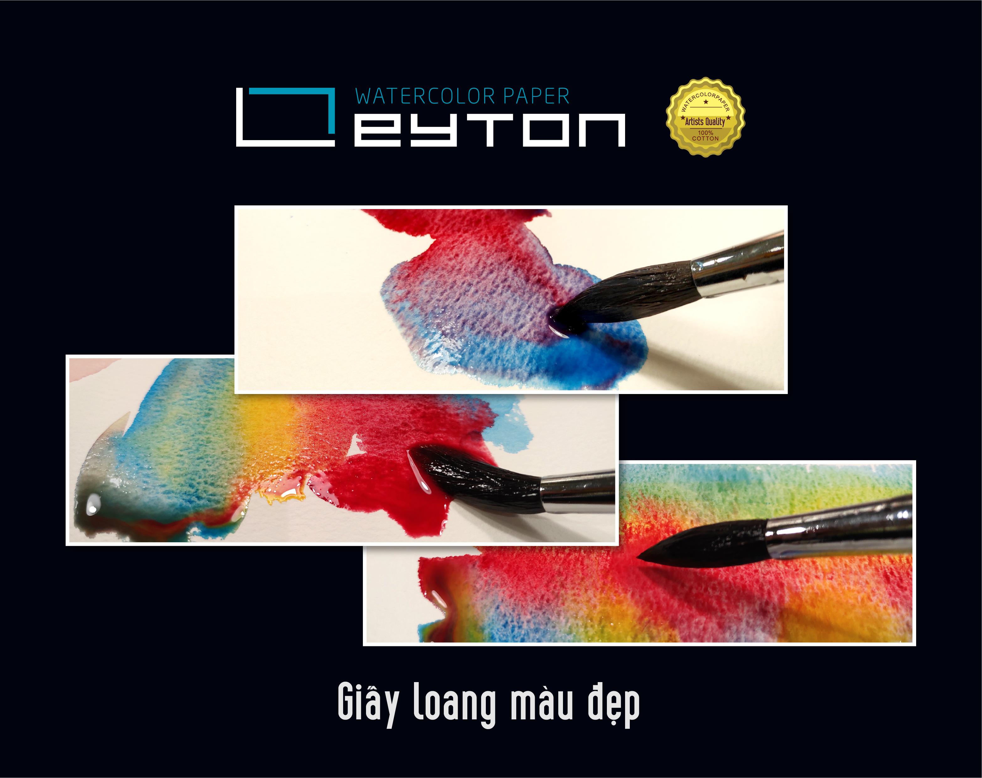 Giấy vẽ màu nước LEYTON (túi lẻ 10 tờ) 100% cotton 300gsm