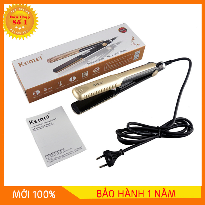 [SIÊU SỈ - GIẢM THÊM 12%] Máy Duỗi Tóc 4 Mức Chỉnh Nhiệt Kemei KM 329