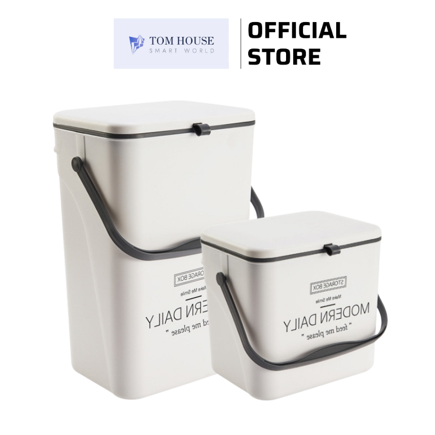 Thùng rác nắp lật treo tủ bếp có nắp đậy loại lớn và nhỏ thùng rác thông minh đa chức năng tomhousevn
