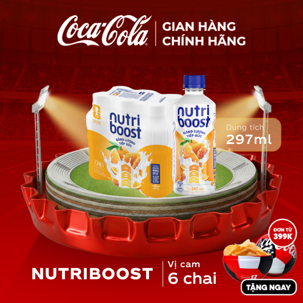 [SIÊU SALE ] Lốc 6 Chai Thực phẩm bổ sung Nước uống sữa trái cây Nutriboost hương cam 297ml/Chai Sale 25.06 Coca-Cola Chính Hãng_LD