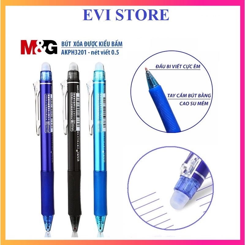 Bút gel nước xoá được m&g akph3201 ngòi 0.5mm / bút m&g 3201 có ruột 7712 / 7701 thay thế