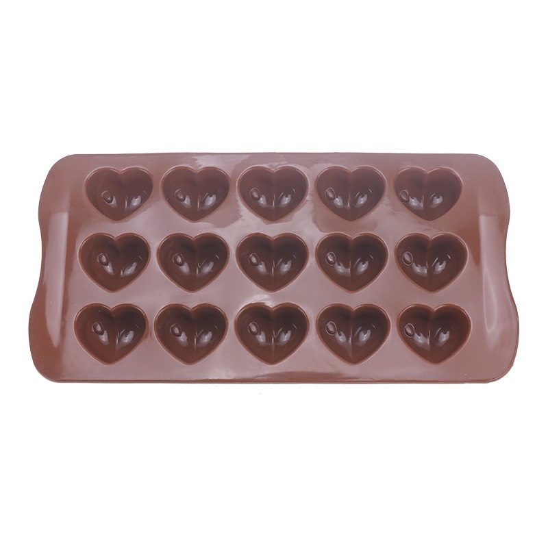Khuôn silicone 15 trái tim dùng làm thạch rau câu, đổ socola