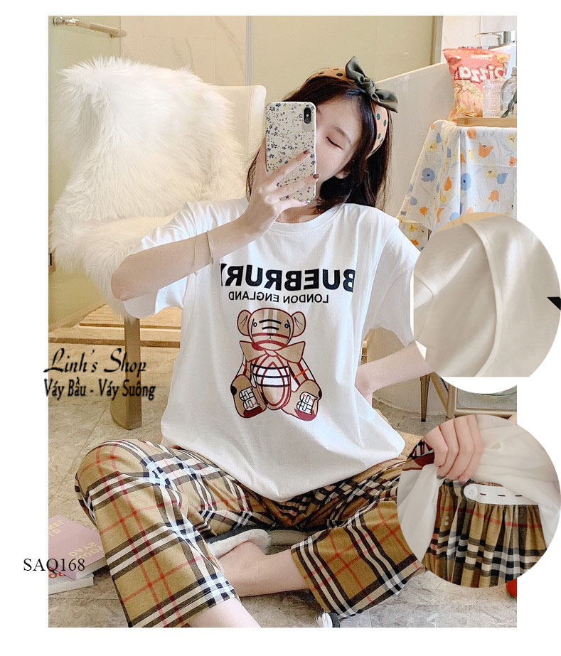 Bộ bầu ngắn tay sau sinh ở cữ saq168