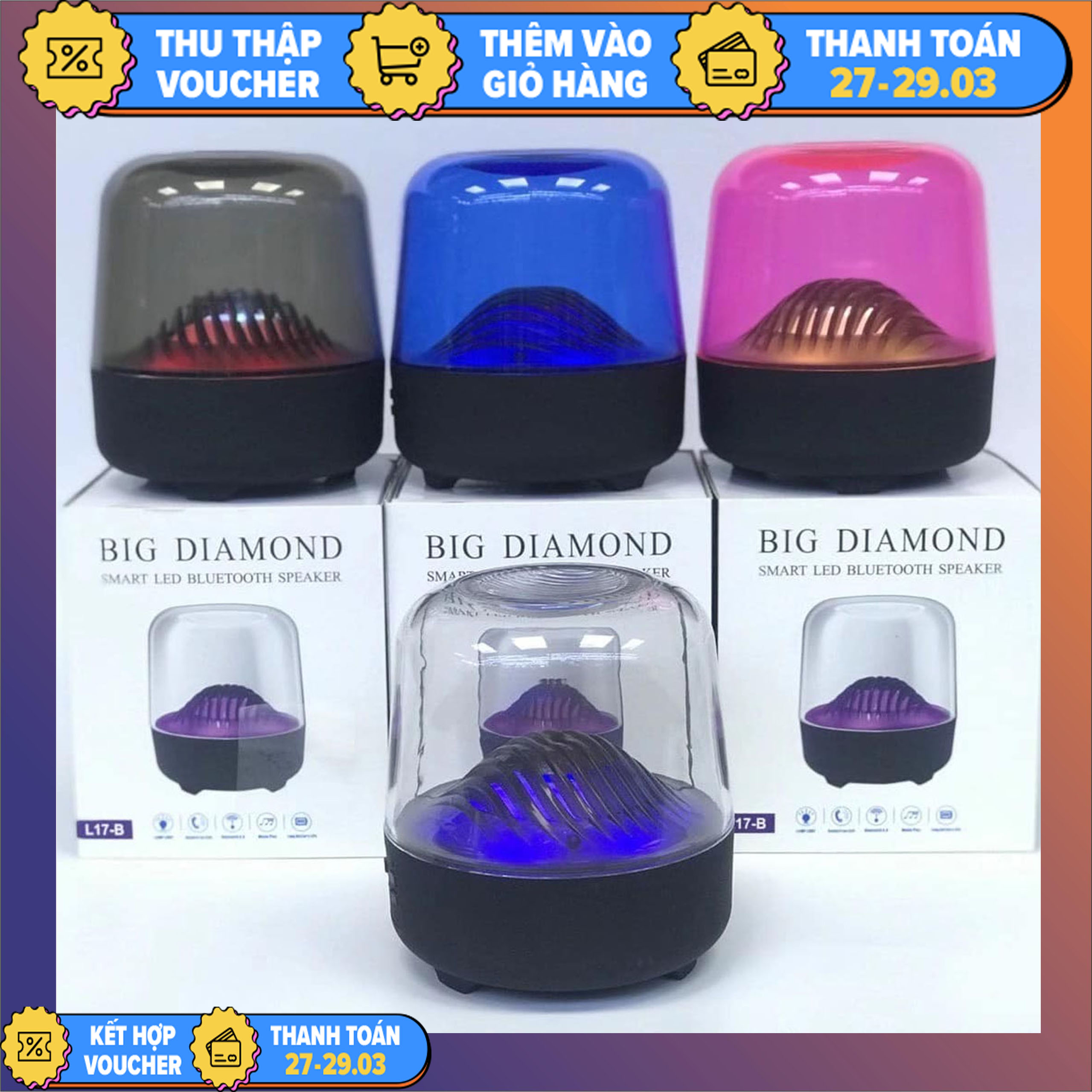 Loa bluetooth đèn led đổi màu theo nhạc - big diamon