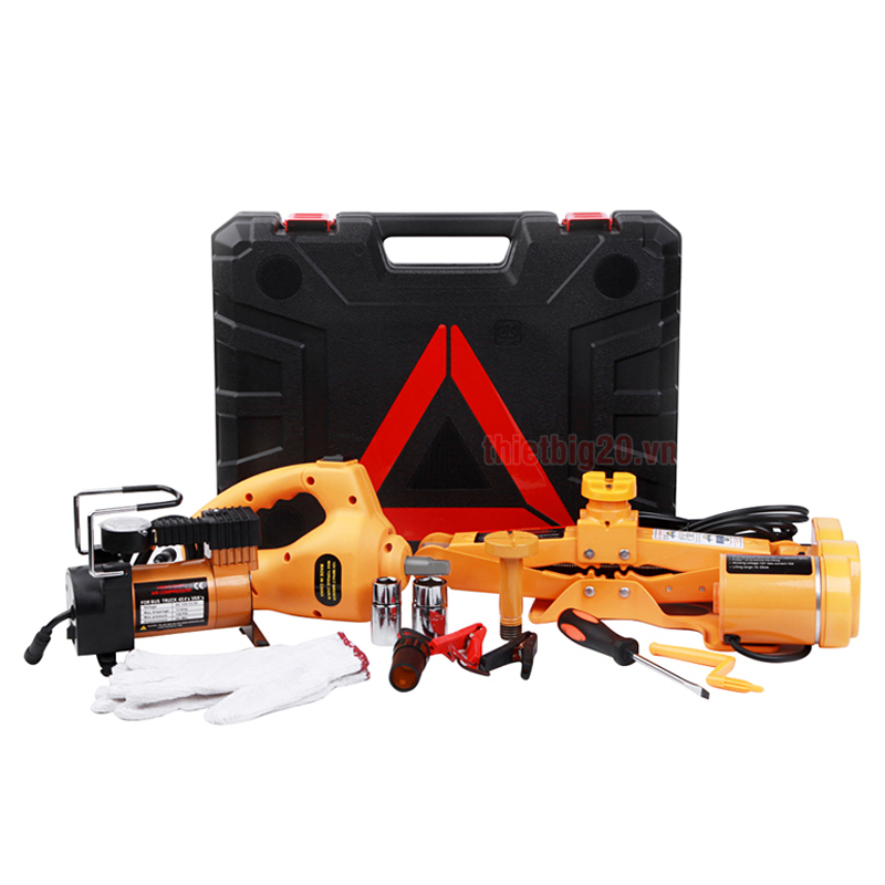 BỘ CỨU HỘ LỐP Ô TÔ 3-IN-1 GỒM KÍCH NÂNG XE, MÁY BẮN ỐC VÀ MÁY BƠM LỐP (DÙNG ĐIỆN 12V)