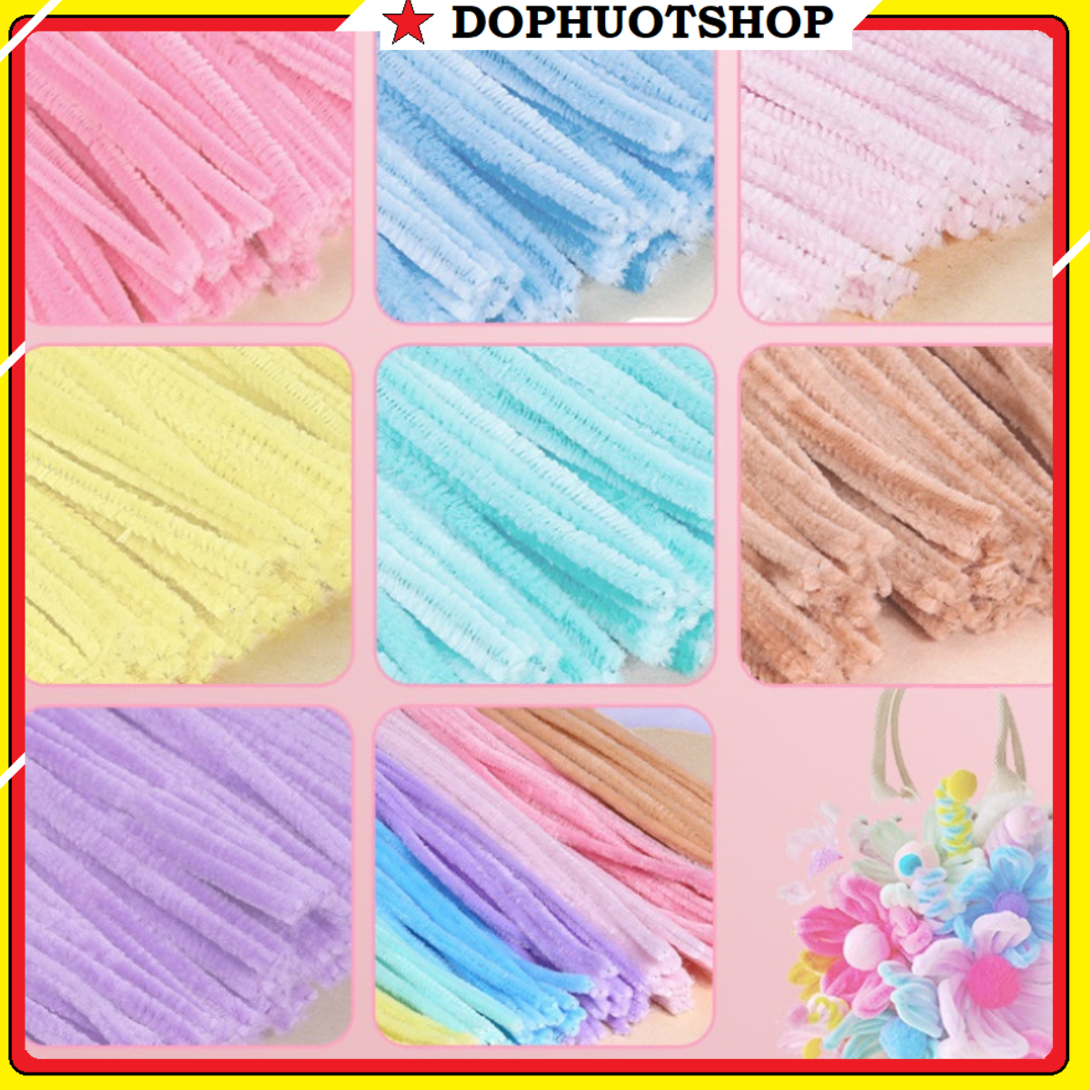 Bó 100 sợi kẽm nhung làm handmade nhiều màu, kẽm nhung làm hoa, đồ trang trí