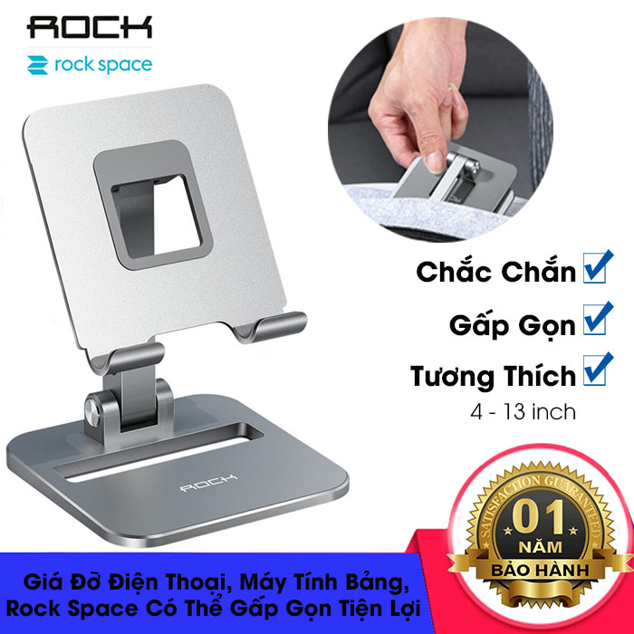 Giá đỡ điện thoại, máy tính bảng Rock Space Có Thể Gập Lại Điện Thoại Cho iPad 7.9 9.7 10.5 11 12.9 Inch Samsung Xiaomi,....