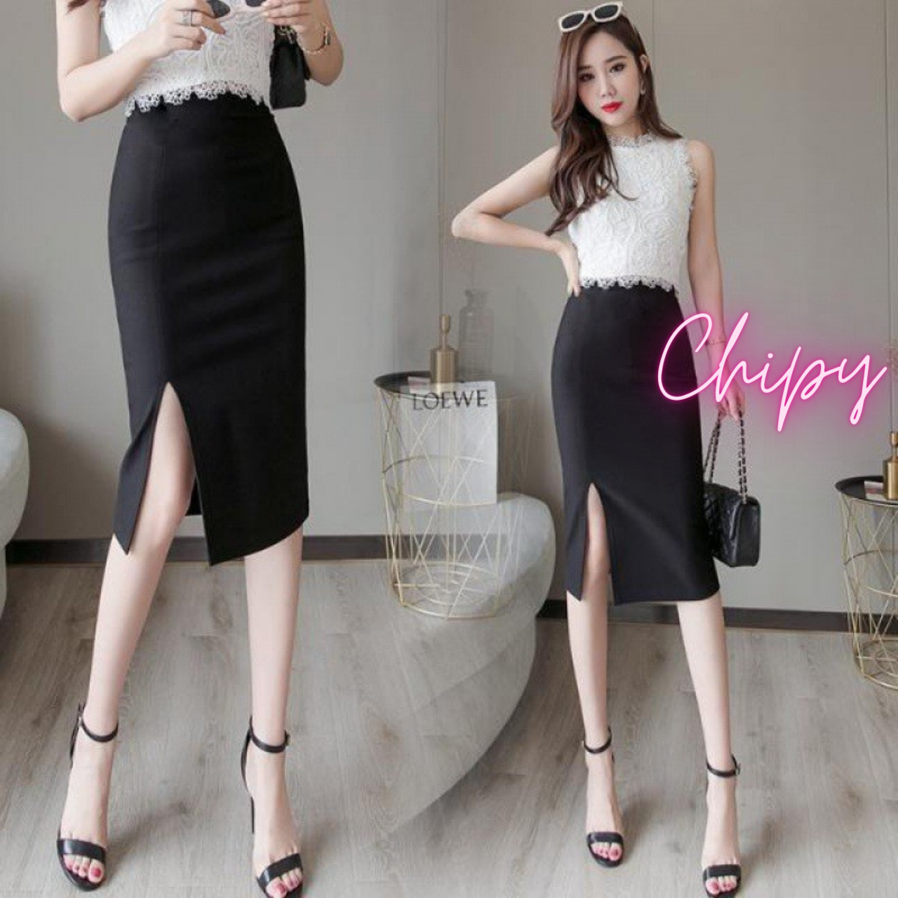 Chân váy bút chì công sở xẻ tà trước mscv157