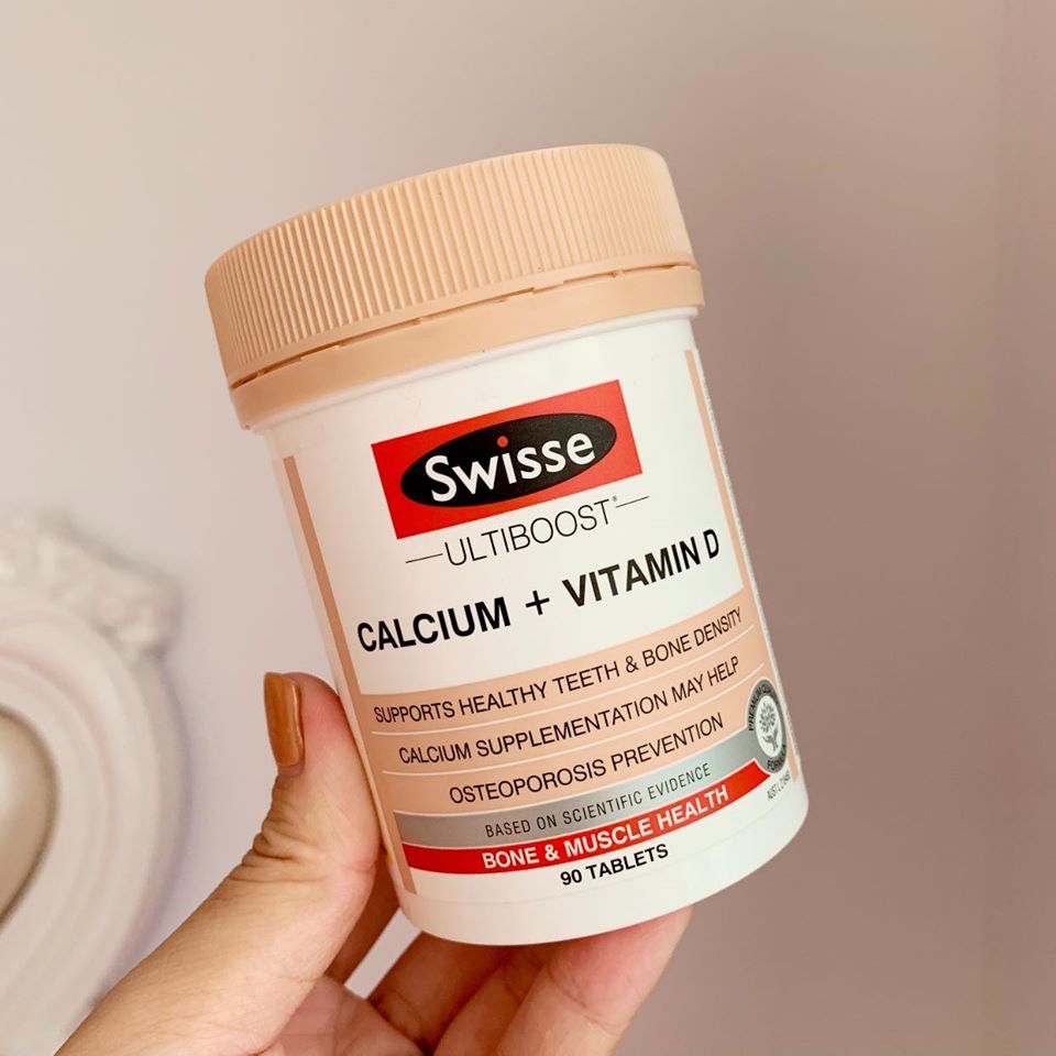 Swisse Ultiboost Calcium Vitamin D - Chống loãng xương, tăng cường canxi + Vtm D lọ 90 viên rất dễ hấp thu, không lo táo bón