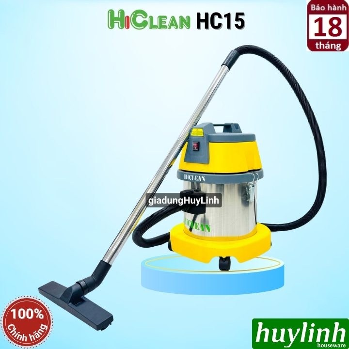 Máy hút bụi công nghiệp hiclean hc15 - 15 lít - hút khô và ướt - 1200w