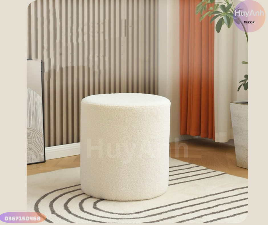 Ghế đôn sofa ,ghế đôn bàn trà bàn trang điểm .vải lông cừu 33x33x40cm .bọc mút dày êm.