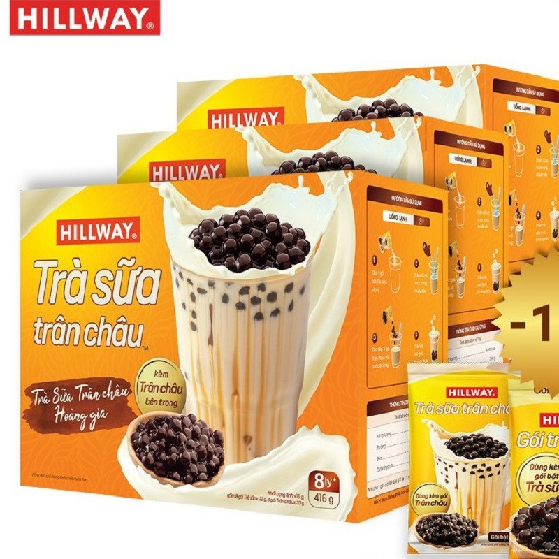 COMBO 2 HỘP TRÀ SỮA SIÊU NGON - Hộp Trà Sữa Trân Châu Hillway 416g (8 Gói x 30g)