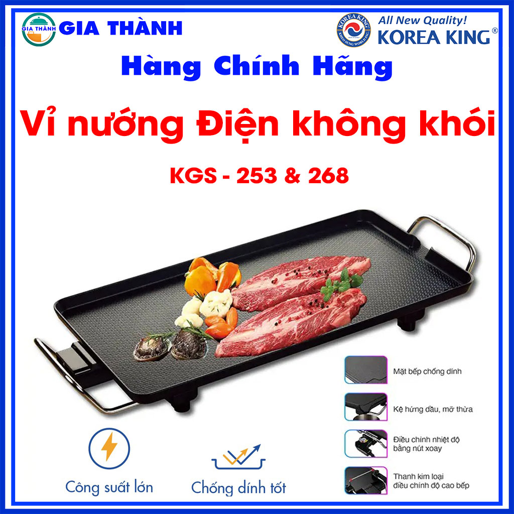 Bếp nướng điện không khói Korea King, Vỉ nướng chống dính đa năng bêp nướng, BBQ, thịt, rau củ