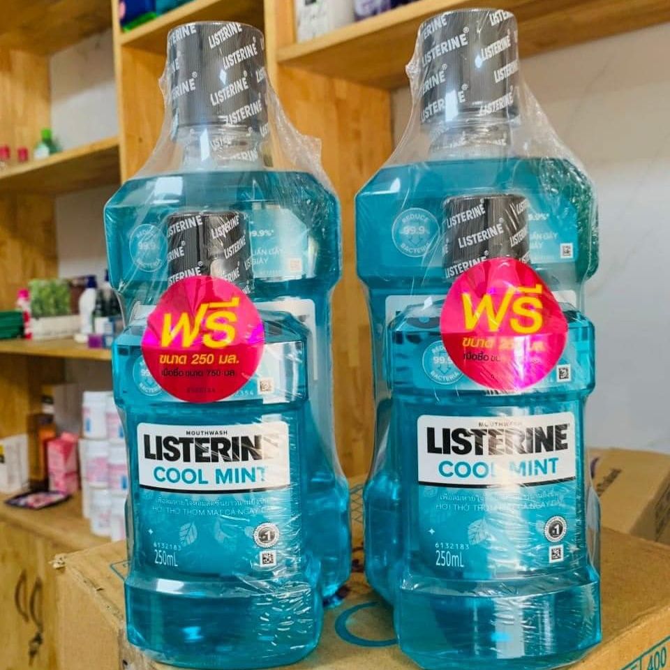 Nước Súc Miệng Listerine Hàng Tặng Kem (750 + 250ml) Nội Địa Thái