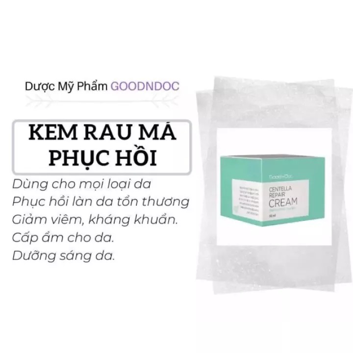(CHÍNH HÃNG) Kem dưỡng trắng da rau má GOODNDOC CENTELLA REPAIR CREAM 50ml