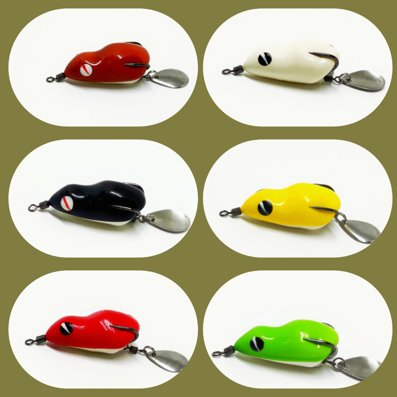 Nhái hơi T1 nặng 8g và T3 nặng 13g làm bằng cao su chất lượng tốt , mềm có độ bền cao . Dùng để câu lure cá lóc