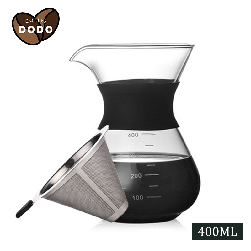 Bình Pha Cà Phê chứa phễu pha cà phê Bình cà phê thủy tinh Bình Pha Kèm Phễu 400ml ấm pha cà phê có dấu tích Máy pha cà phê coffee maker DODO