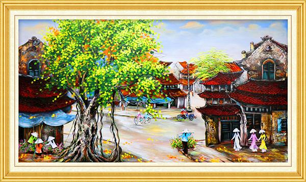 Tranh đính đá mẫu mới Phố Cổ-KT: 105x60 Siêu Thị Tranh Thêu
