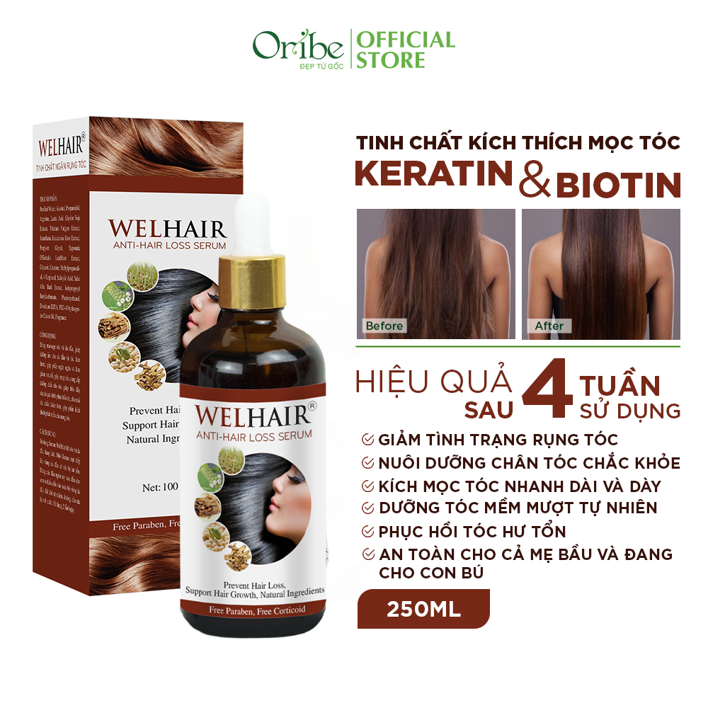Serum Kích Thích Mọc Tóc Welhair Ngăn Rụng Tóc Phục Hồi Tóc Hư Tổn 100ml