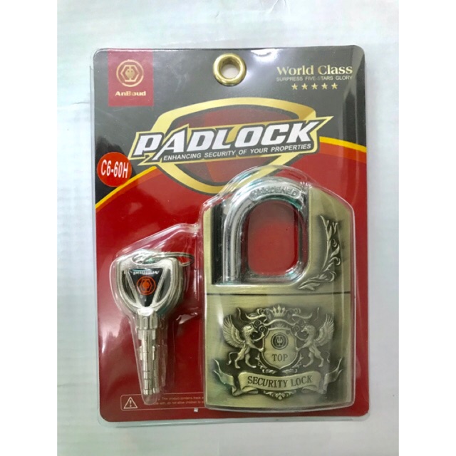 [HCM]Ổ KHOÁ CHỐNG CẮT HỢP KIM GANG NGUYÊN KHỐI Padlock C6-60H  Cao Cấp