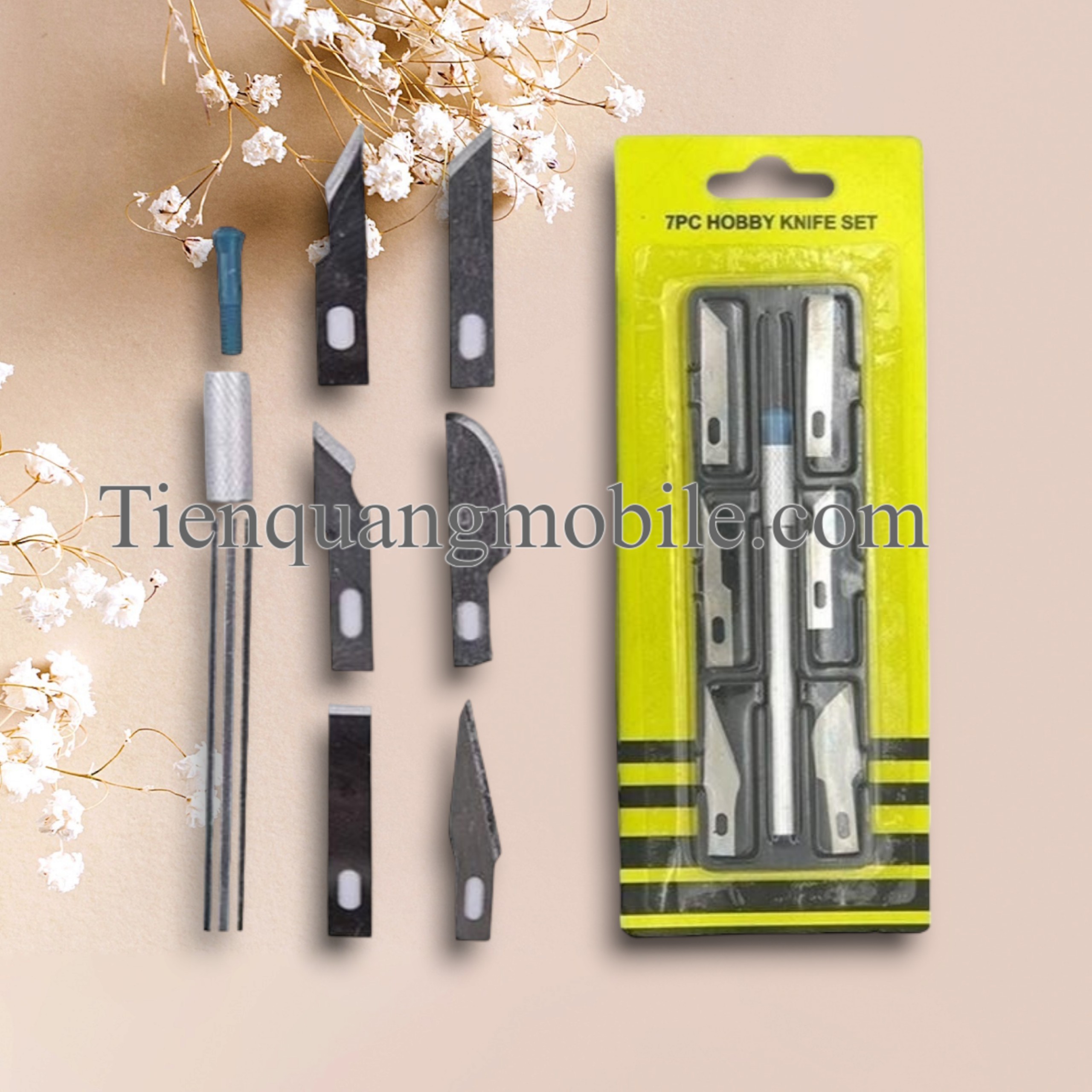 Dao khắc trổ cán bạc kèm 6 lưỡi khắc trổ đa năng