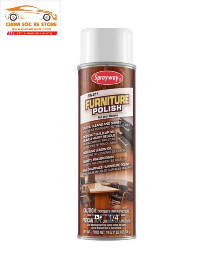 Dung dịch đánh bóng và bảo vệ đồ nội thất từ Mỹ Sprayway Furniture Polish SW-811 539g chamsocxestore