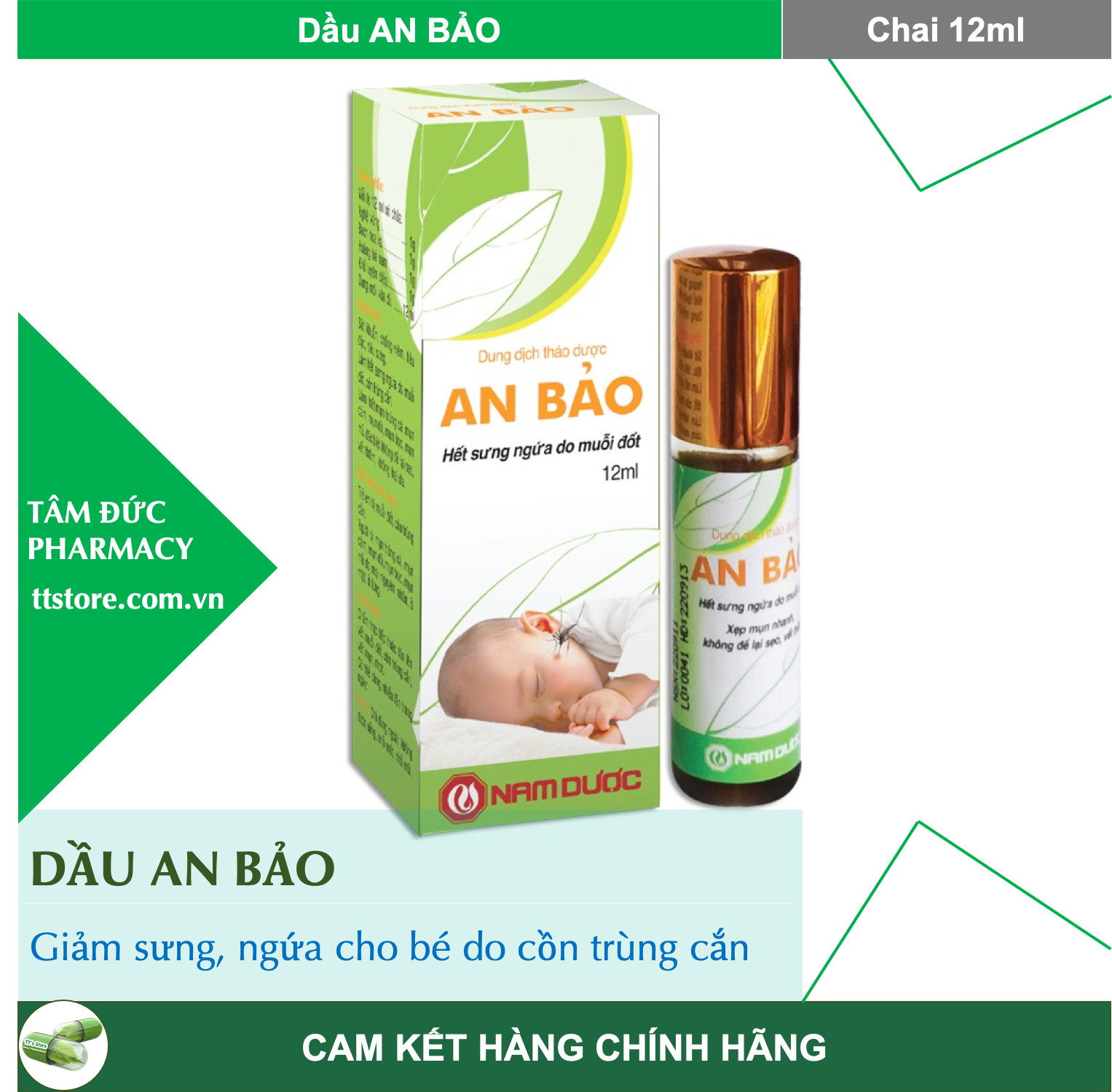 Tinh dầu lăn AN BẢO - Giảm ngứa do muỗi đốt an toàn cho bé