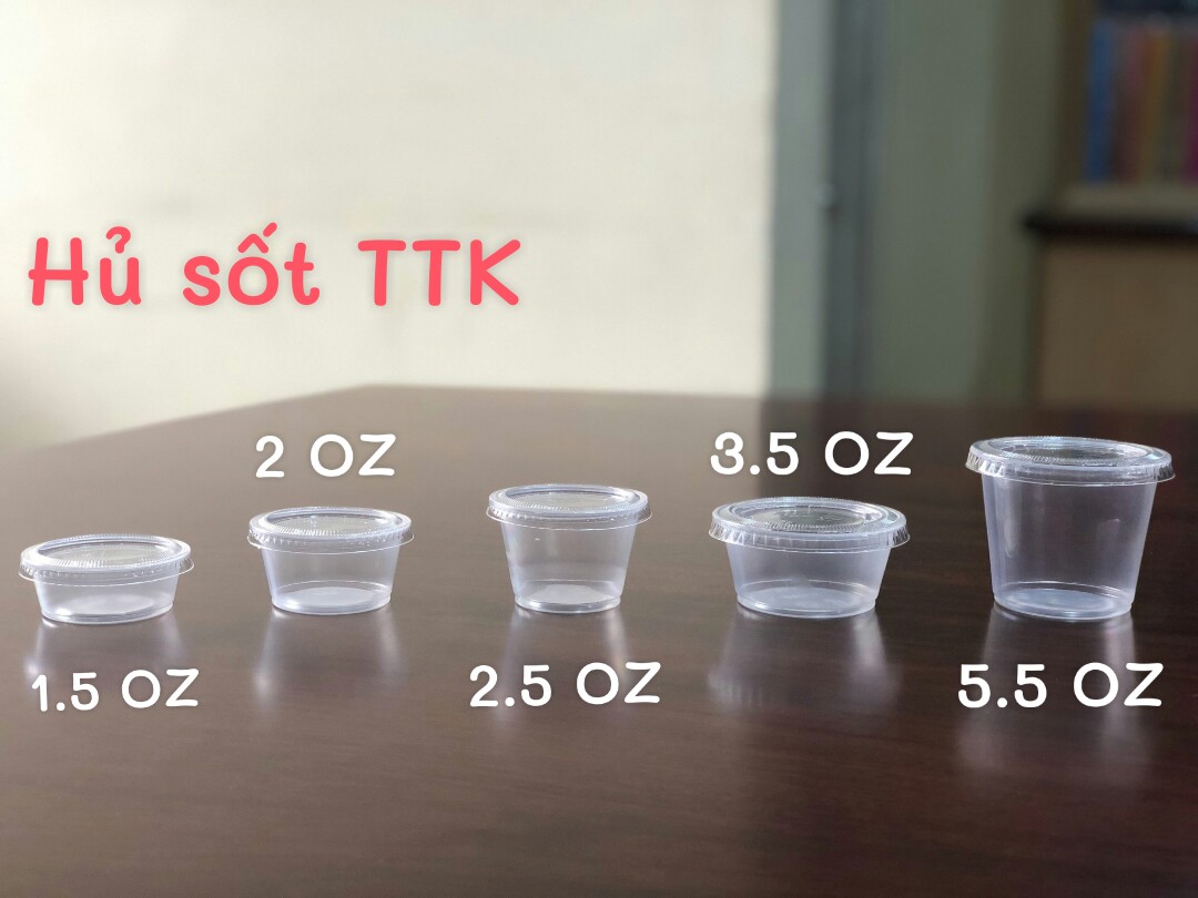 100 hộp, hủ, chén, bát, ly đựng sốt, nước chấm, tương, gia vị,có nắp dùng 1 lần 40ml, 60ml, 80ml, 105ml, 120ml, 165 ml