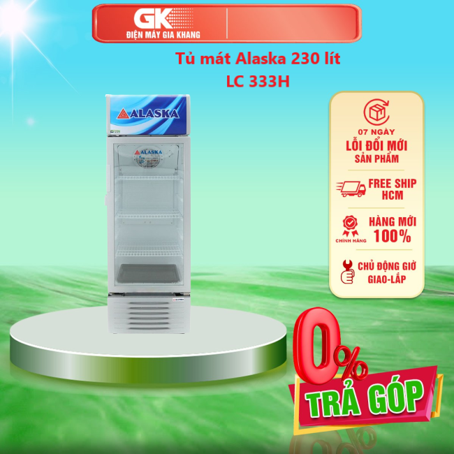 Lc-333h - tủ mát alaska 230 lít lc 333h - hệ thống sưởi kính bằng hơi nóng từ compressor cửa kính 2 lớp chống đọng sương - giao toàn quốc