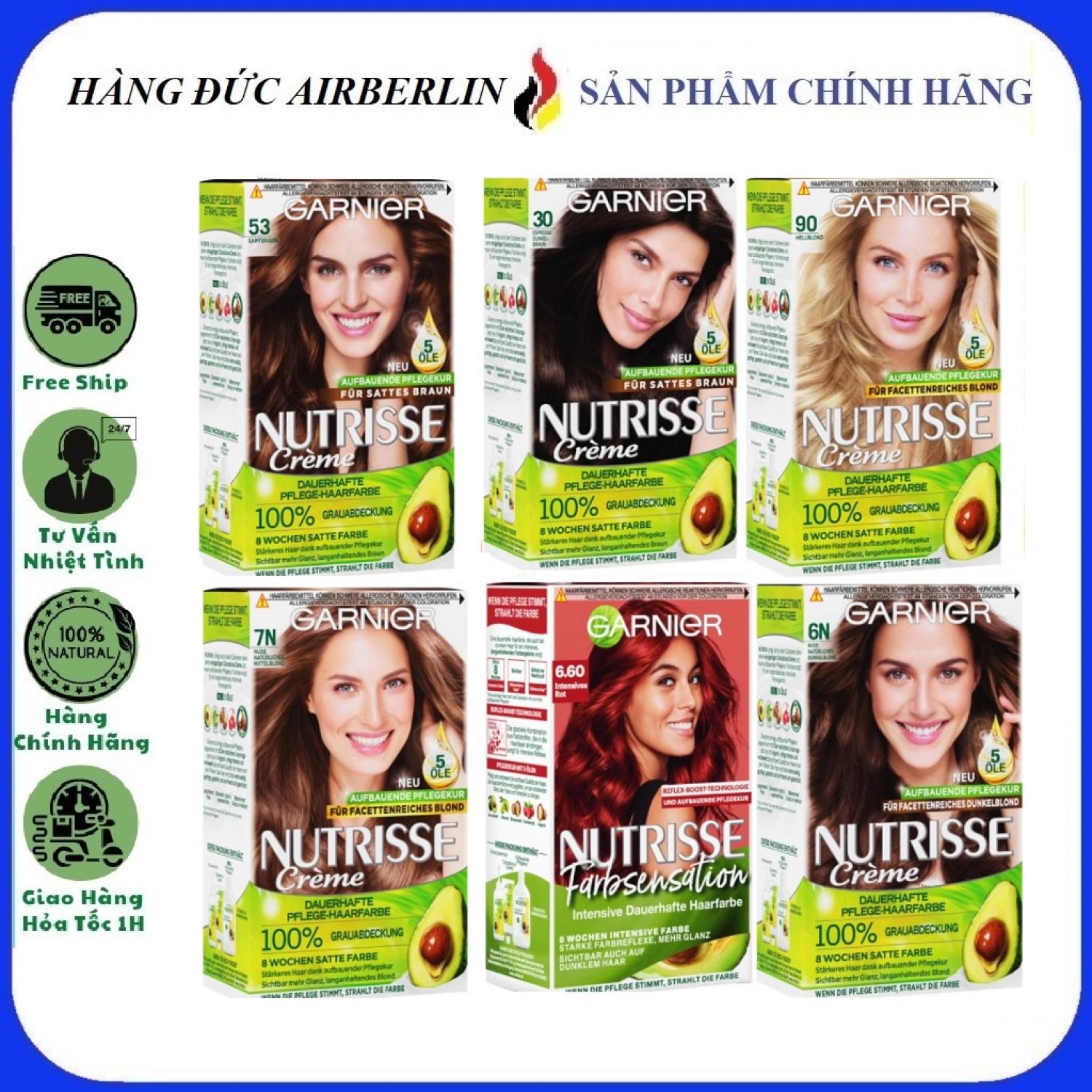   Hàng Đức chính hãng.HN  thuốᴄ nhuộm tóc garnier nutrisse creme {hangducairberlin} 