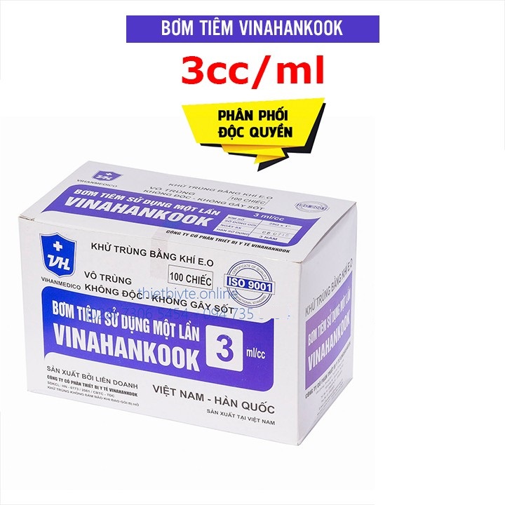 [HCM]Bơm tiêm 3cc Vinahankook hộp 100 cây