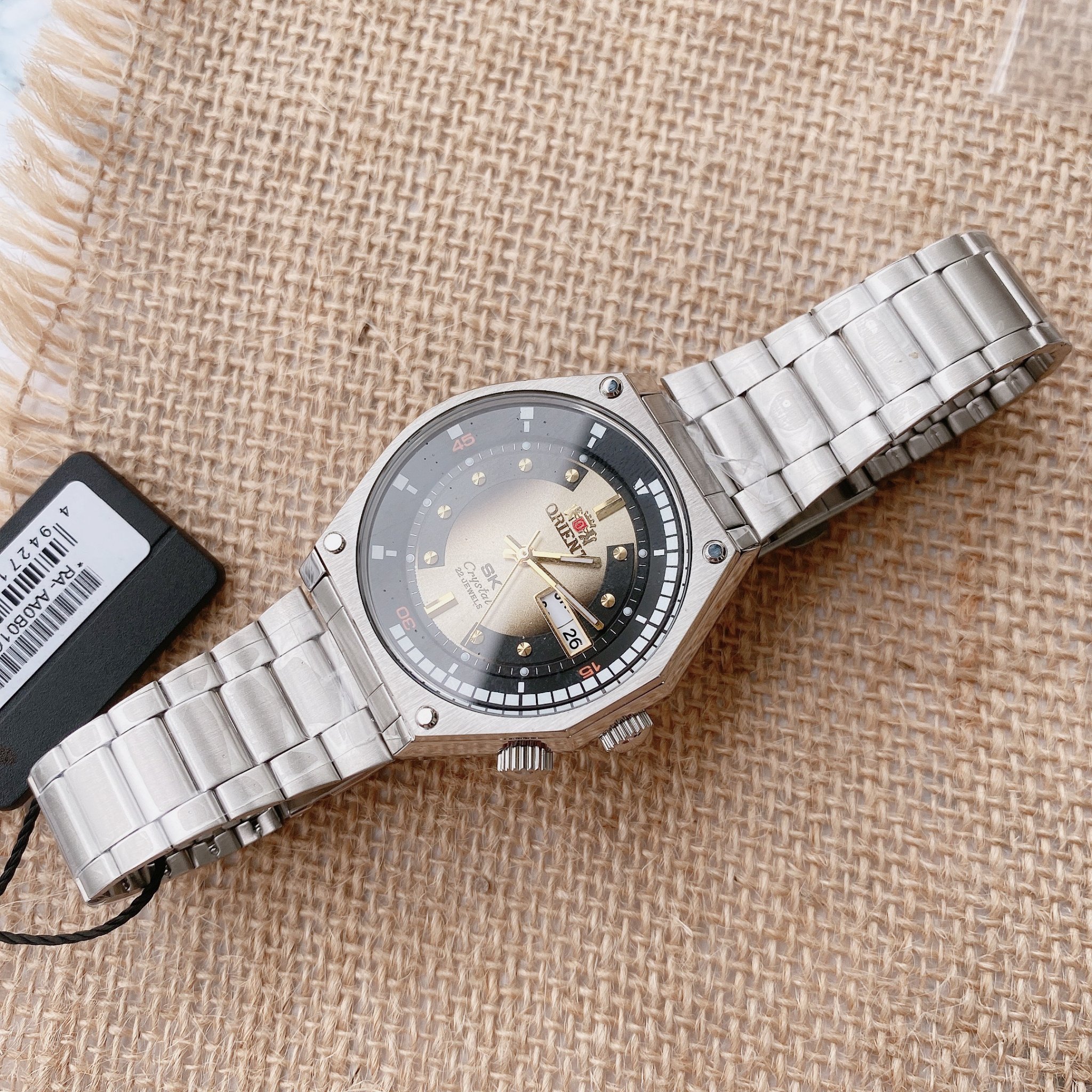 đồng hồ nam chính hãng orient sk mặt vàng ra-aa0b01g19b bản mới size 42,lịch ngày-máy cơ tự động automatic-dây kim loại thép cao cấp 2