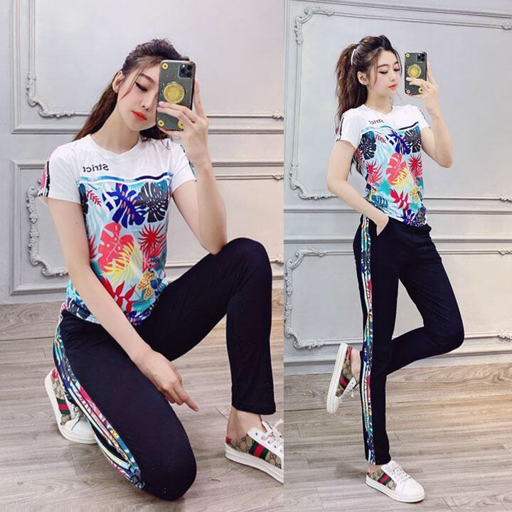 Bộ thun thể thao họa tiết lá thông