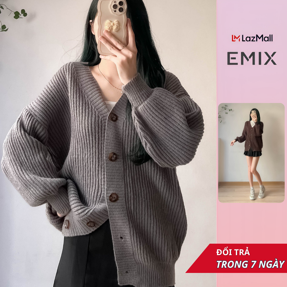 Áo cardigan form to EMIX, free size dưới 60kg, chất len Hàn
