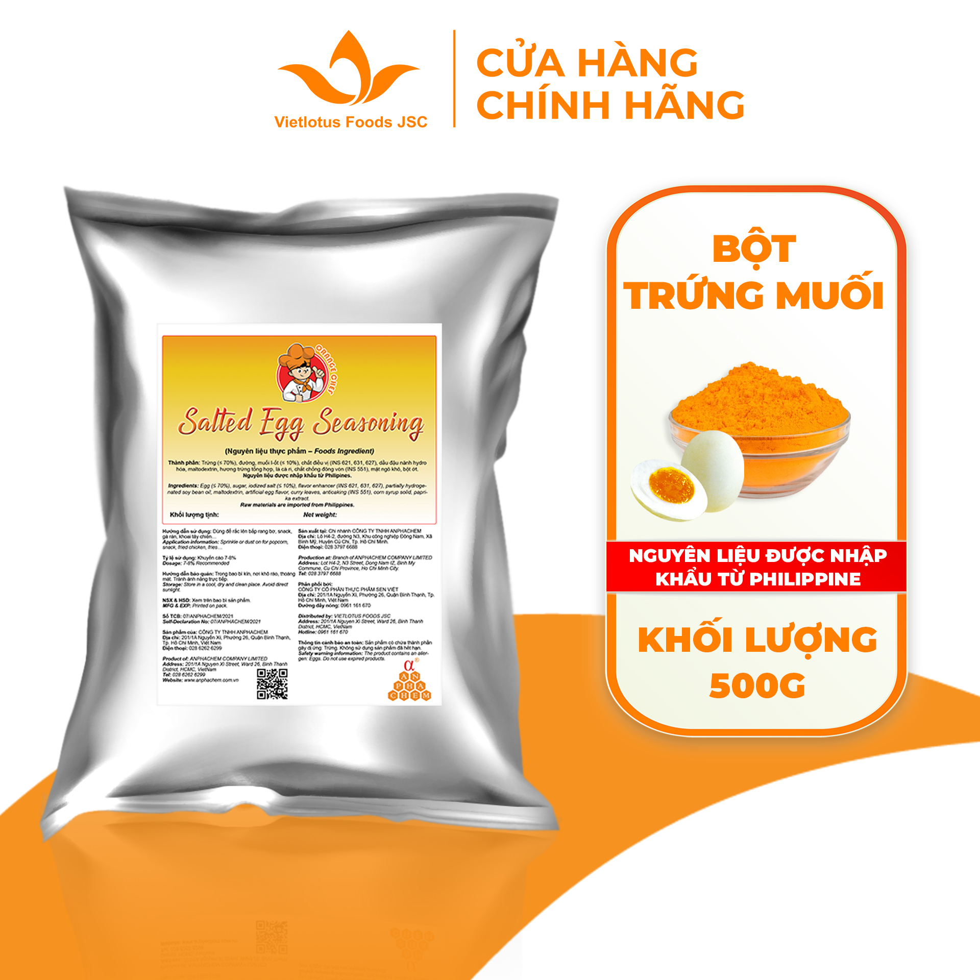 Bột Trứng muối Orange Chef Túi 500G làm sốt trứng muối, bột lắc - Nguyên liệu nhập khẩu Philippines