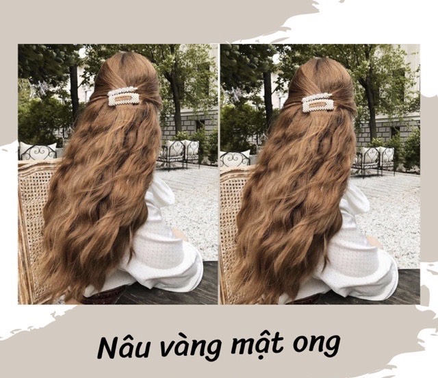 Thuốc nhuộm tóc màu Nâu vàng mật ong + Tặng trợ nhuộm, gang tay