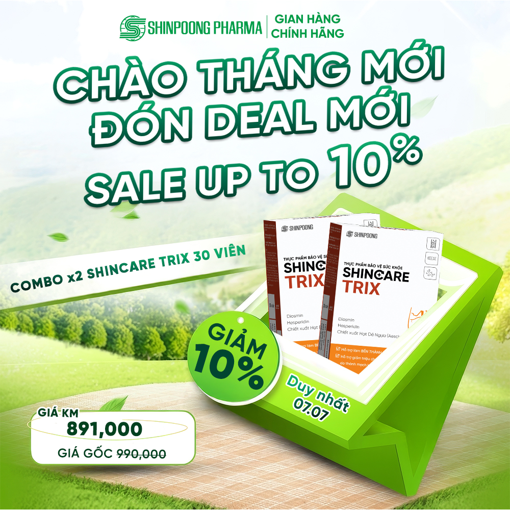 Combo 2 Thực Phẩm Bảo Vệ Sức Khỏe SHINCARE TRIX - Viên uống hỗ trợ giảm suy giãn tĩnh mạch - Shinpoong Pharma (Hộp 30v)