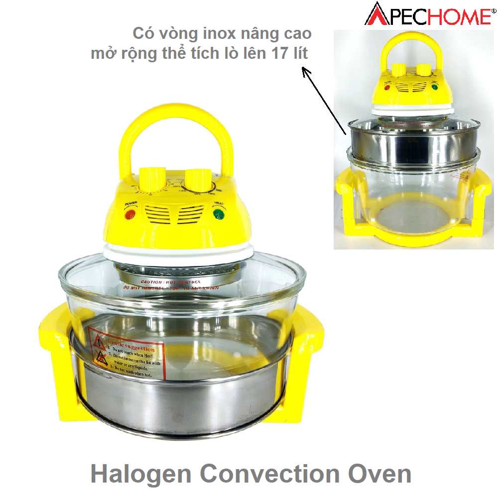 Lò nướng thuỷ tinh Apechome halogen 12 - 17 lít