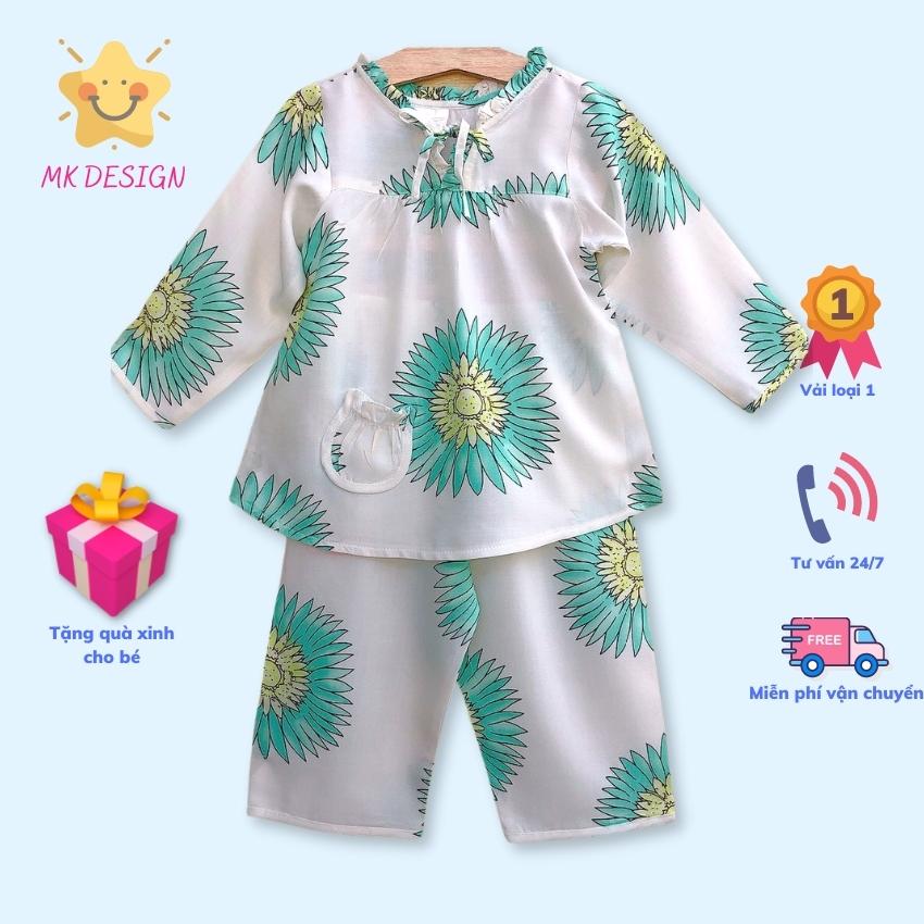 COMBO 2 Bộ quần áo Tole lanh cho bé gái MK Design, Mẫu quần dài, tay dài, Đủ Size cho bé 5-35kg, Chất vải tolel lanh loại 1 mềm, mịn, mát, họa tiết dễ thương, Hàng Việt Nam, tặng kèm quà xinh cho bé