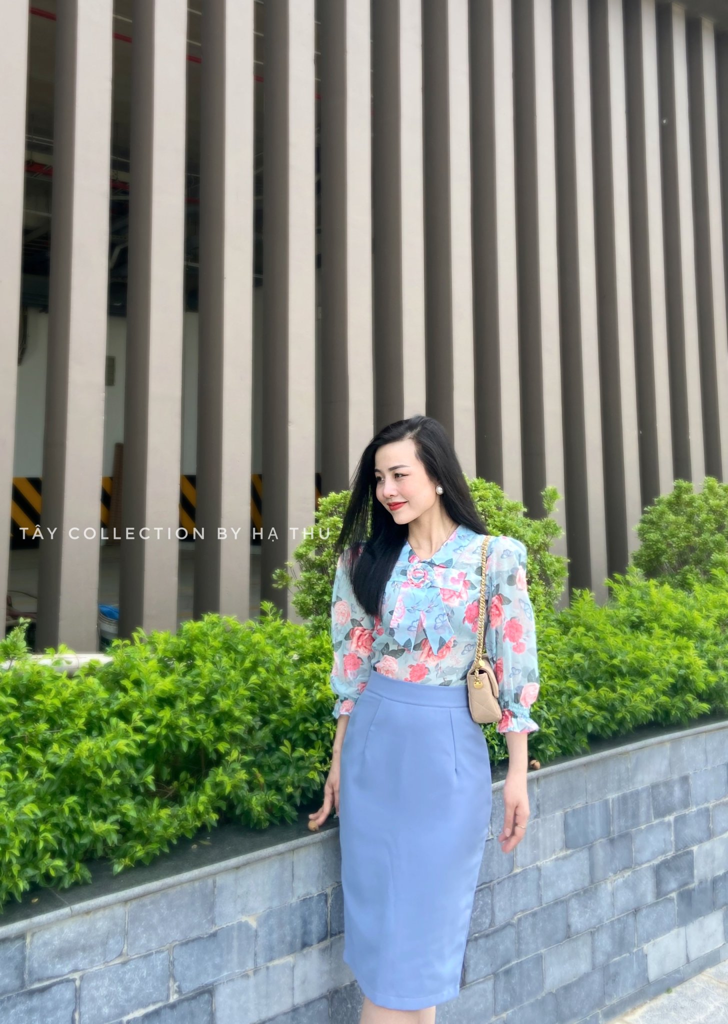 Áo tơ hoa tơ tiểu thư công sở tây collection