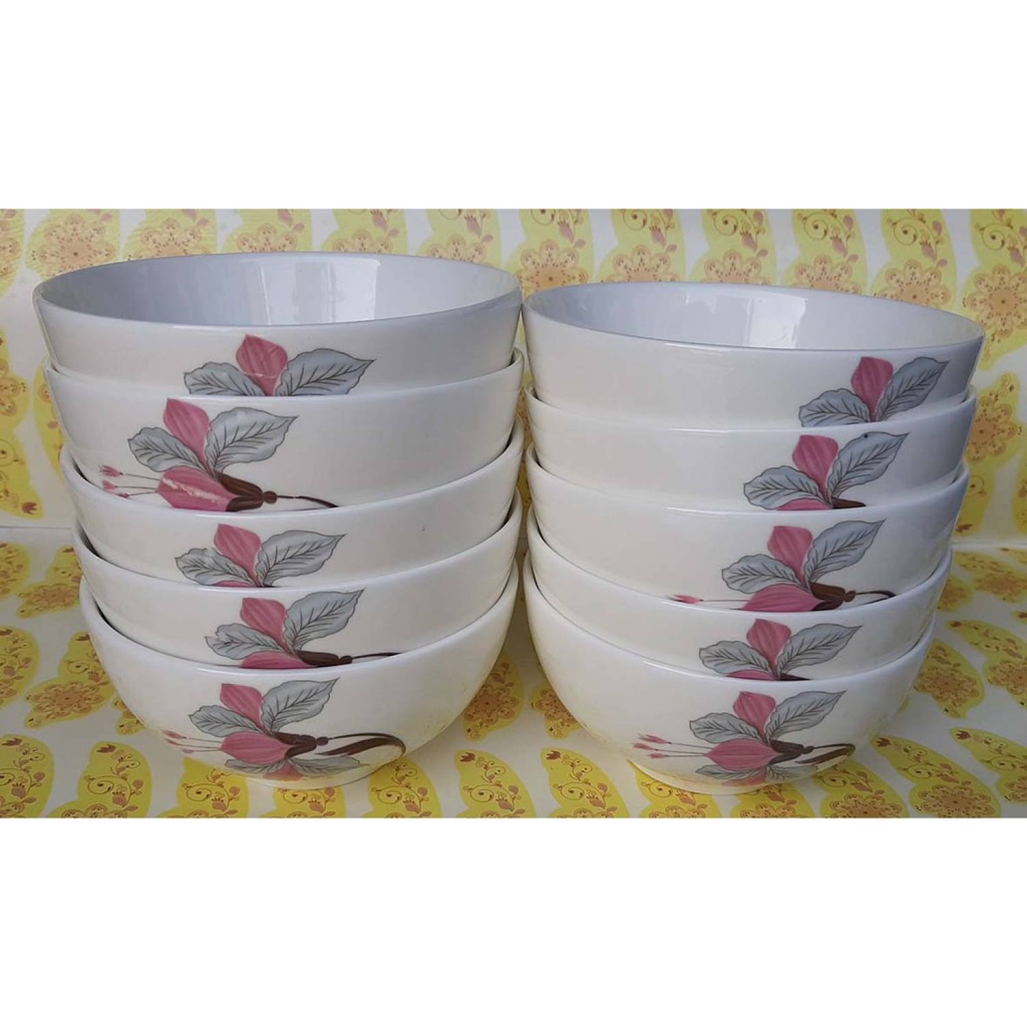 Bộ 08 cái bát cơm ,hoa búp đỏ, đường kính 11cm.
