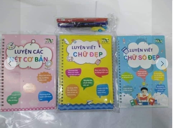 Bộ 3 cuốn vở tập viết tự xóa thần kỳ Thanh Nga