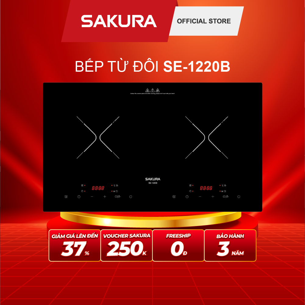 Bếp Từ Đôi SAKURA SE-1220B Bảo - Hành Chính Hãng 36 Tháng