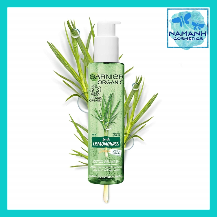 Gel rửa mặt giải độc tinh chất sả hữu cơ Garnier Organic Lemongrass Detox Gel Wash 150ml