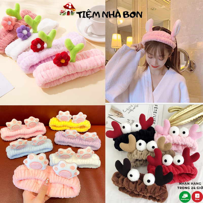 Băng đô cài tóc rửa mặt kiểu dáng dễ thương dành cho nữ, Bờm rửa mặt hình thú nhiều mẫu