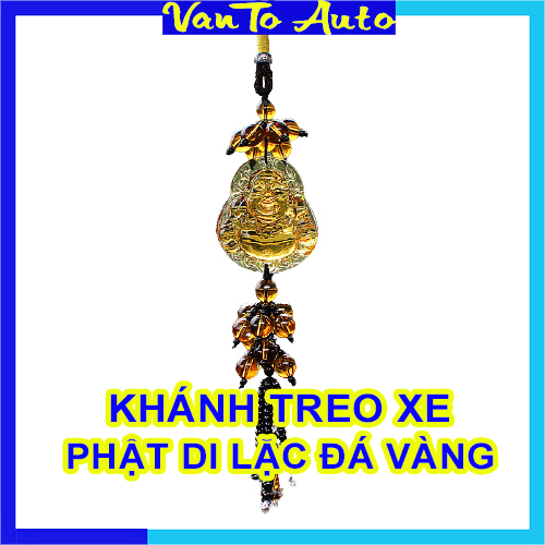 Dây Treo Ô Tô Phong Thủy Tượng Phật Di Lặc Đá Vàng - Khánh Treo Xe Ô Tô Phật Di Lặc Đá Vàng