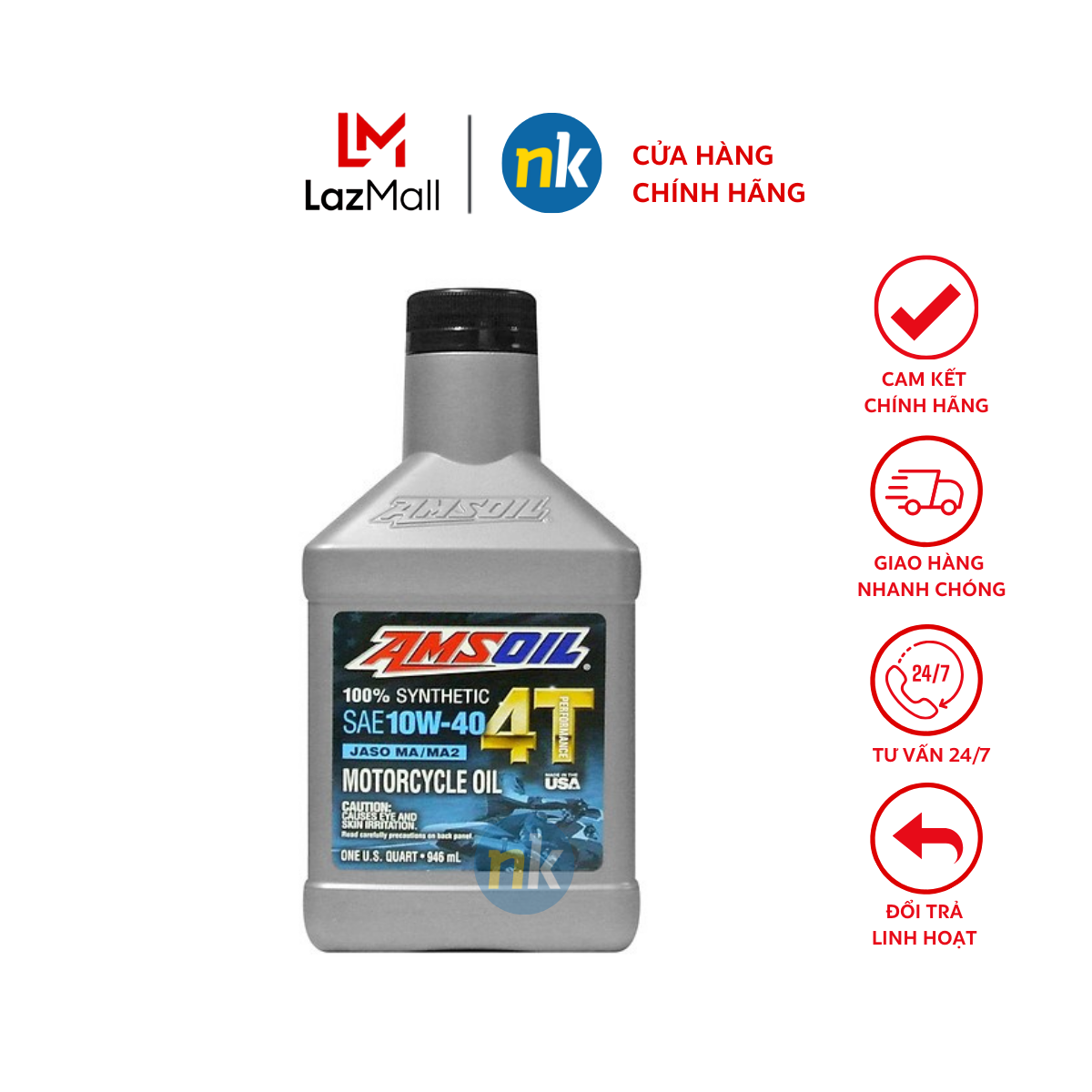 Nhớt xe số pkl cao cấp amsoil performance 4t 10w40 946ml