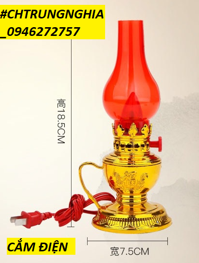 ĐÈN DẦU LED CAO 19CM DÙNG PIN HOẶC CẮM ĐIỆN - ĐÈN THỜ TRANG TRÍ