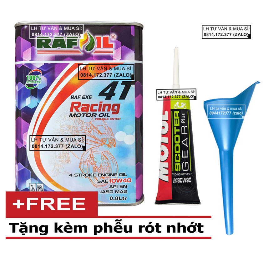 Combo dầu nhớt tay ga rafoil 10w40 800ml + nhớt lap motul 120ml